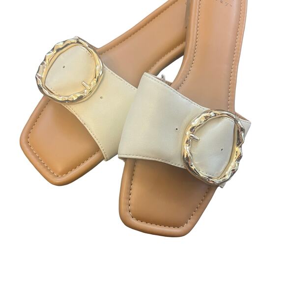 A NEW DAY Bennie Buckle Slide Sandals Cream - Picture 3 of 5